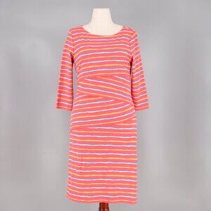 J. MCLAUGHLIN Nicola Tiered Dress Zig Zag Stripe Orange Blue Catalina Cloth Sz L